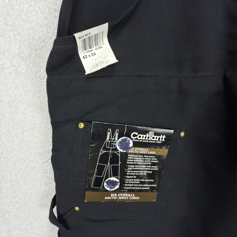 Carhartt Arctic Quilt Lined Bibs Overalls Mens 42x34 R03 BLK Black NWT NOS